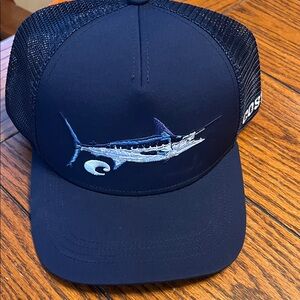 Costa Navy Blue Trucker Hat with Marlin Embroidery
